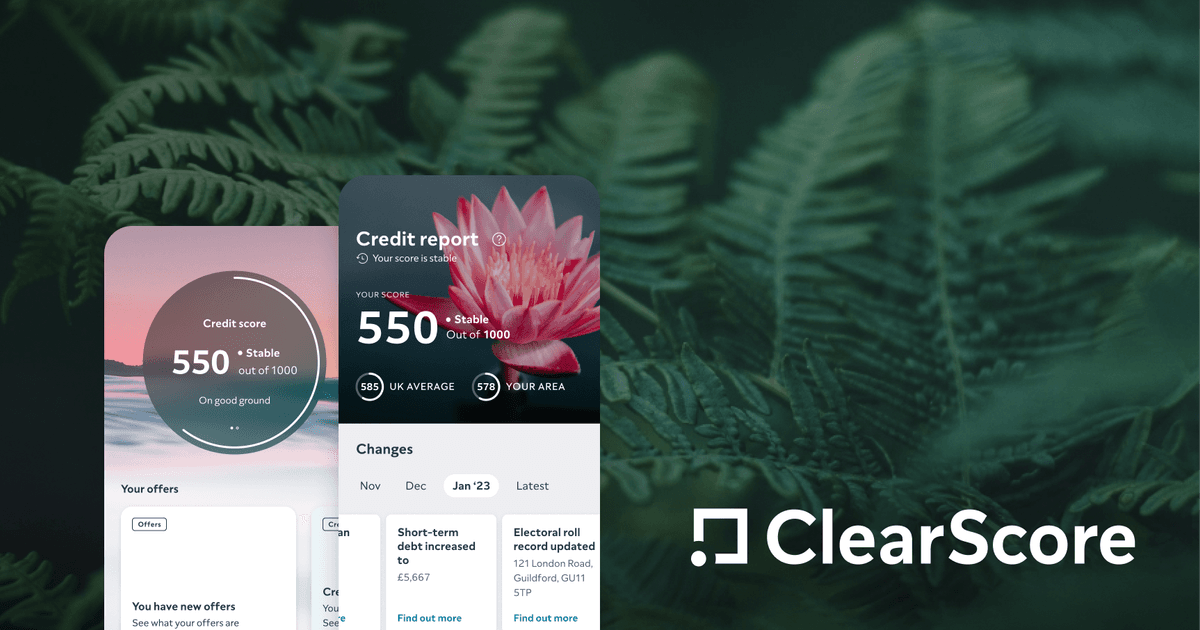 Credit score with ClearScore check your credit score for free