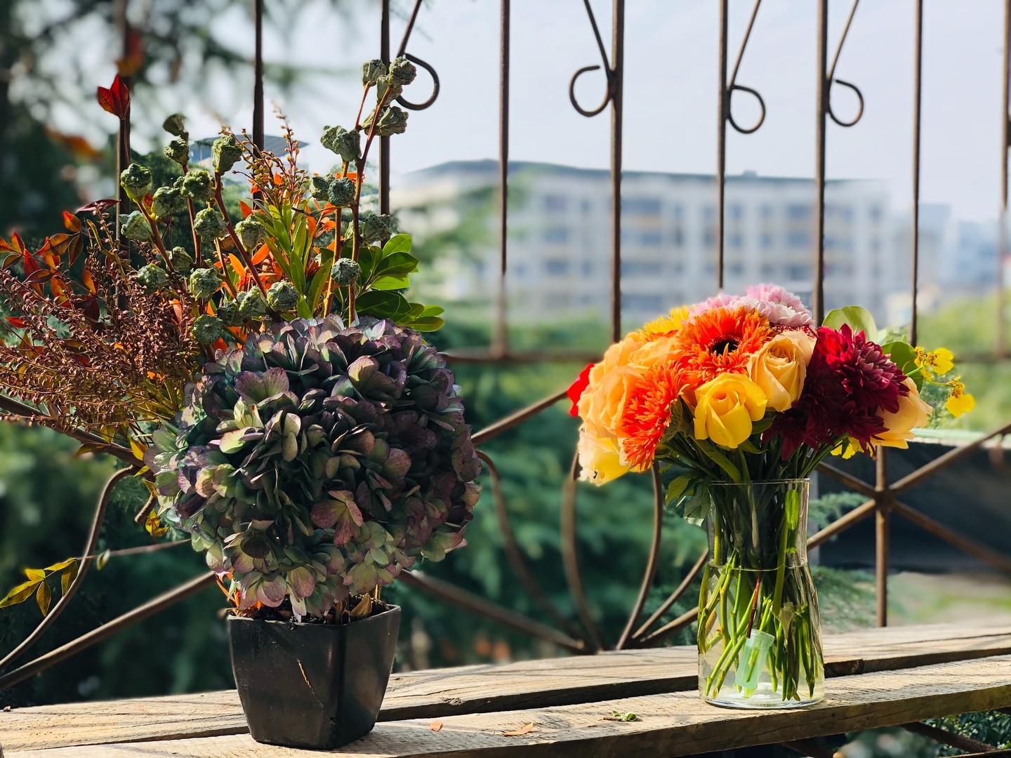 Flowers on balcony Flowers on balcony