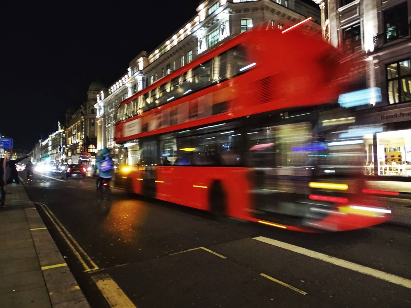 Double decker bus driving by Double decker bus driving by