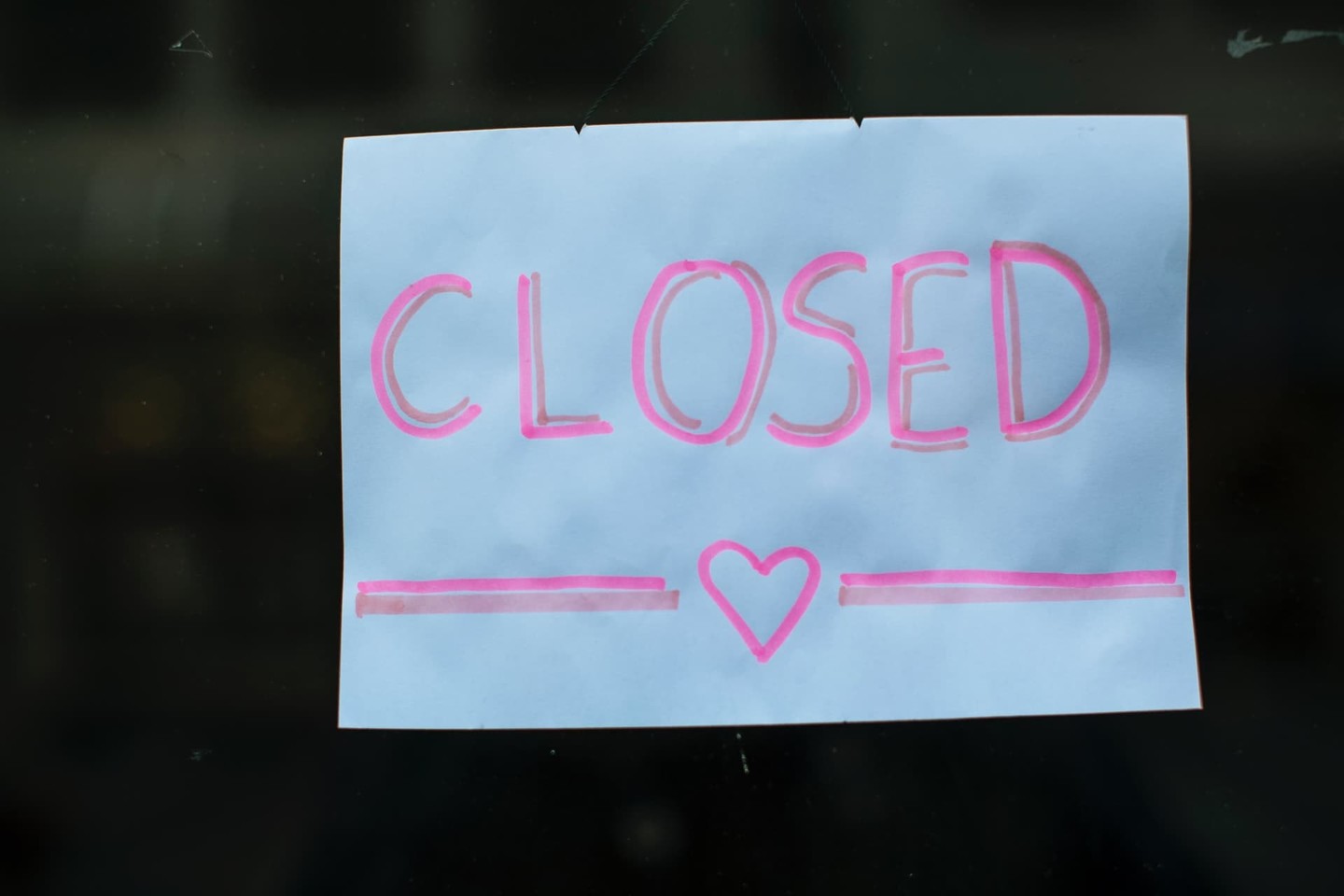 Closed sign in pink highlighter