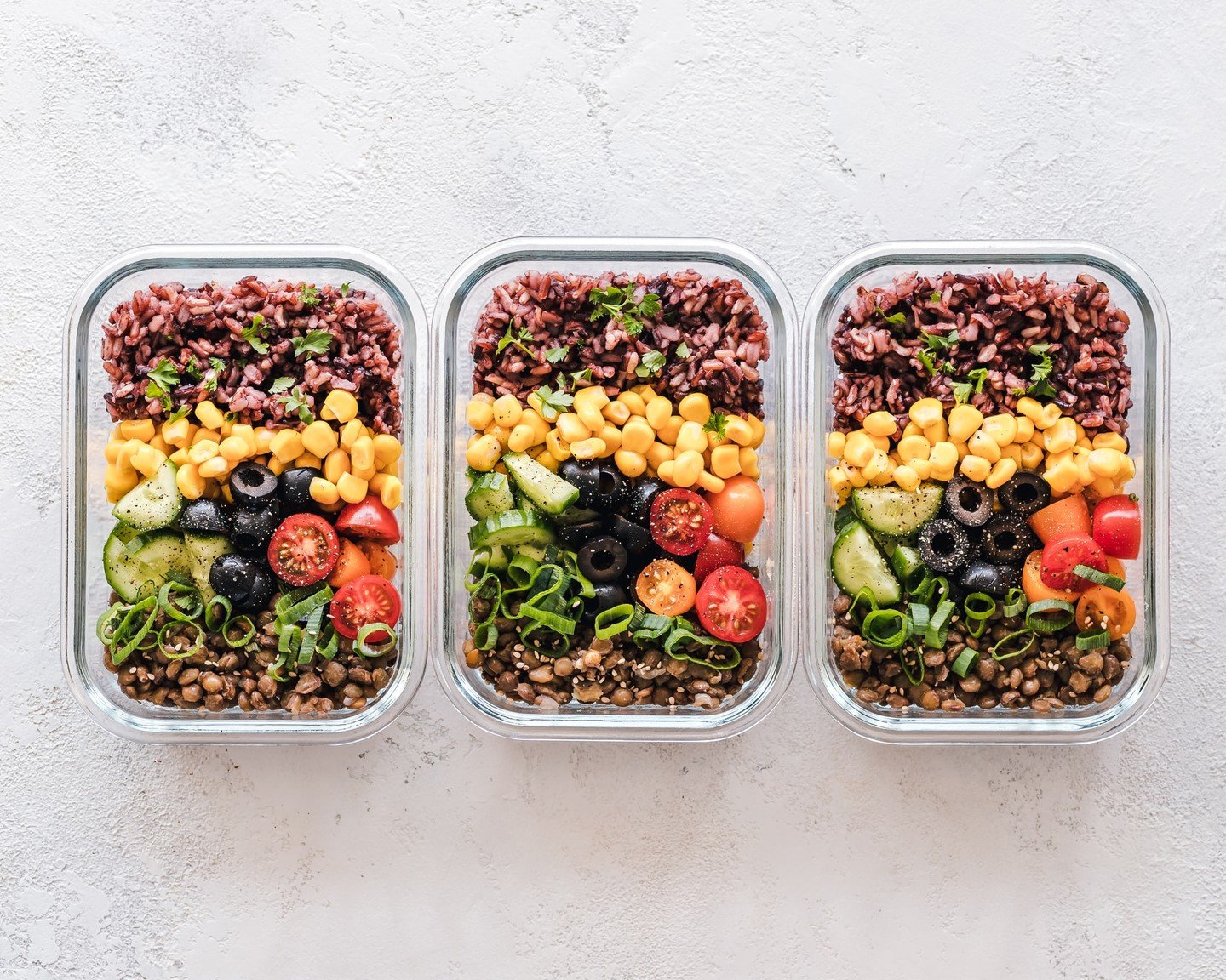 Three salad portions Three salad portions