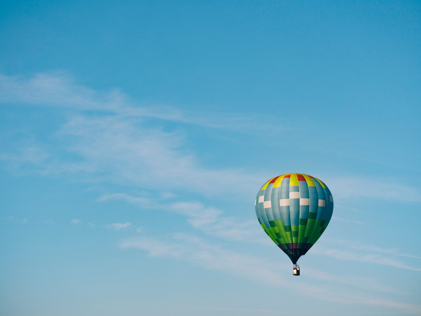 Air-balloon floating in clear sky Air-balloon floating in clear sky