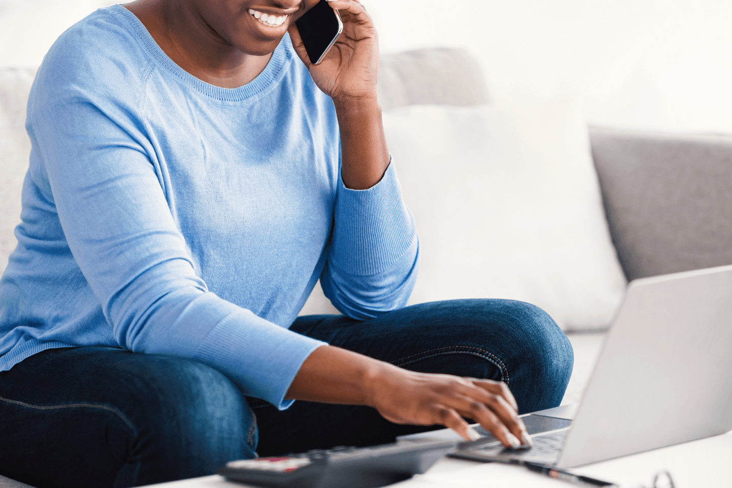 Woman looking at laptop screen. Woman looking at laptop screen.