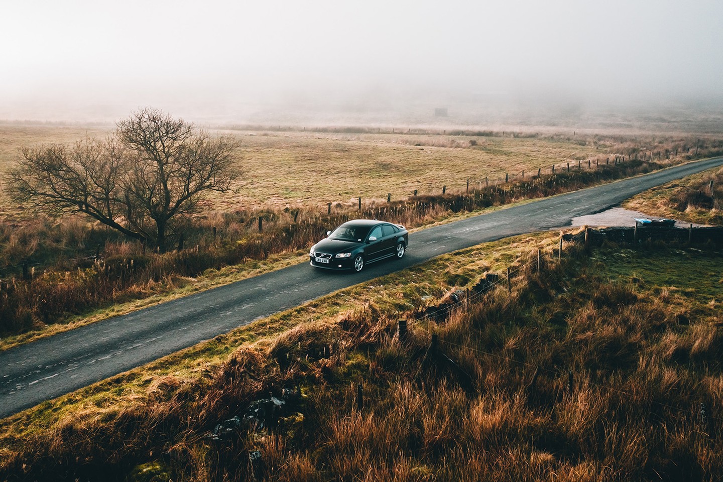 Car driving in deserted road